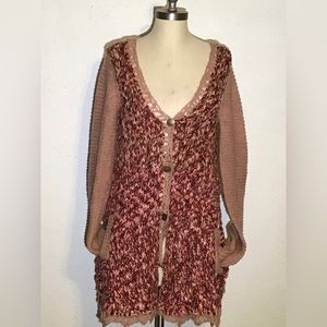 Free people chunky knit button up sweater size medium